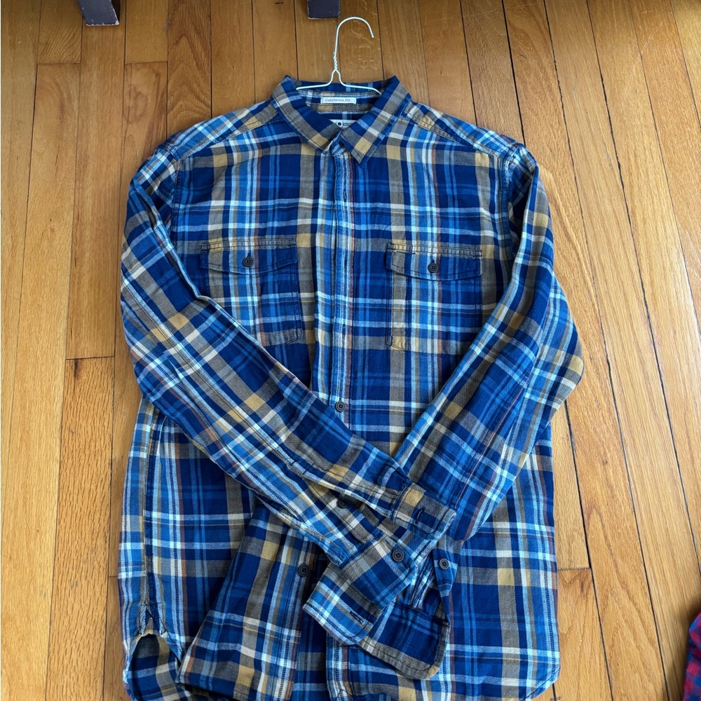 Lucky Brand- California line- Blue and Yellow Plaid Men's Shirt